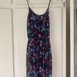 Guess Strapless Floral Dress - Black and Purple